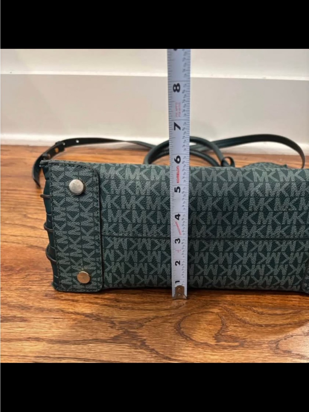 Michael Kors Dark Green MK Signature Satchel with Gold Hardware - Picture 9 of 16